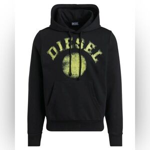 Diesel Ginn Graphic Hoodie - MEDIUM - Black/Yellow - Brand New